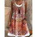 Per donna Mini Abito Vestito T-Shirt Vestito Estivo Abito a trapezio Vacanza Casual Spiaggia Quotidiano Vestibilità regolare Floreale Senza Maniche Collo a U Nero Rosso Blu marino Blu Estate