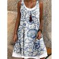 Per donna Mini Abito Vestito T-Shirt Vestito Estivo Abito a trapezio Vacanza Casual Spiaggia Quotidiano Vestibilità regolare Floreale Senza Maniche Collo a U Nero Rosso Blu marino Blu Estate