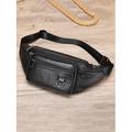 marsupio da uomo in pelle vintage con tracolla - marsupio a tracolla con più tasche con cerniera, tracolla regolabile, elegante marsupio da viaggio e da tutti i giorni nero marrone