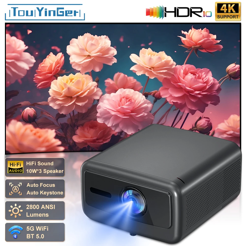 Touyinger-Projecteur Q12W PRO, Full HD, 1080P, 4K, 2800 ANSI, Android 12 Cinema Beam, Home Tari, Video Conference
