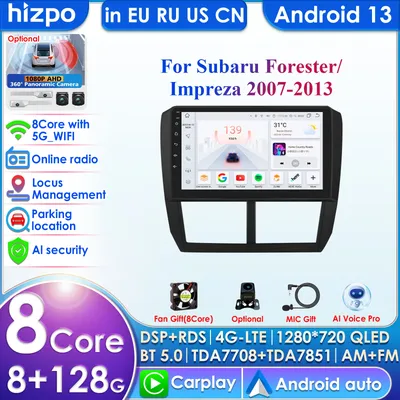 8G+128G Android 13 Car Radio for Subaru Forester 3 SH 2007-2013 for Impreza GH GE 2 Din Multimedia