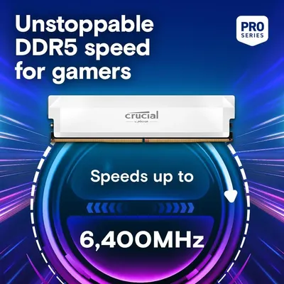 Crucial Pro DDR5 RAM 32GB Kit (2x16GB) 6400MHz CL38, Overclocking Desktop Gaming Memory, Intel XMP