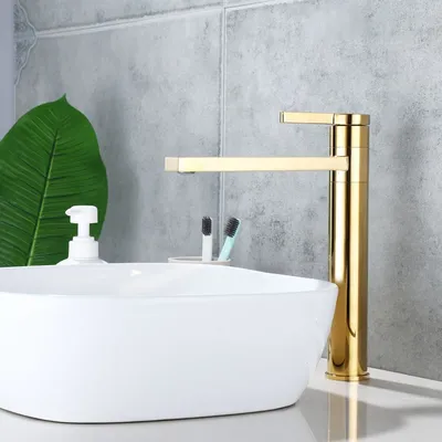 Bathroom Basin Faucet Cold Hot Water Tap Deck Mounted Single Hole & Handle Tall Style Mixer