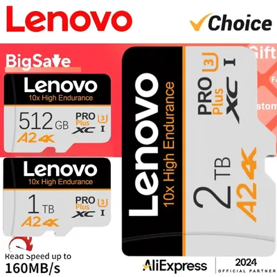 Lenovo Micro TF SD Card 2TB V30 Micro TF SDXC 1TB Memory Card UHS-I U3 High-Speed 128GB 512GB For