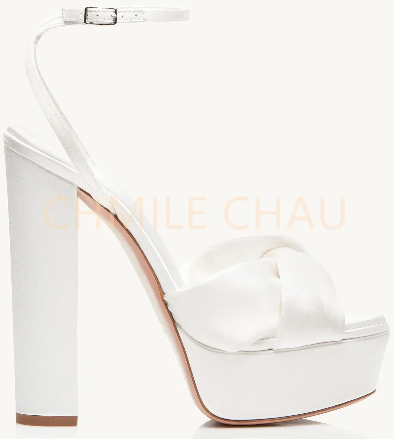 【Misurati la lunghezza dei piedi prima di ordinare】Sandali da donna con tacco alto e cinturino alla caviglia, sandali da sposa con plateau, scarpe da cerimonia, da festa, da ballo, da donna 6-CHC-30