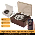 Lettore CD in pelle vintage Bluetooth 5.0 bidirezionale Altoparlante incorporato Supporto portatile ricaricabile CD BT USB 3,5 mm AUX Decorazioni per la casa