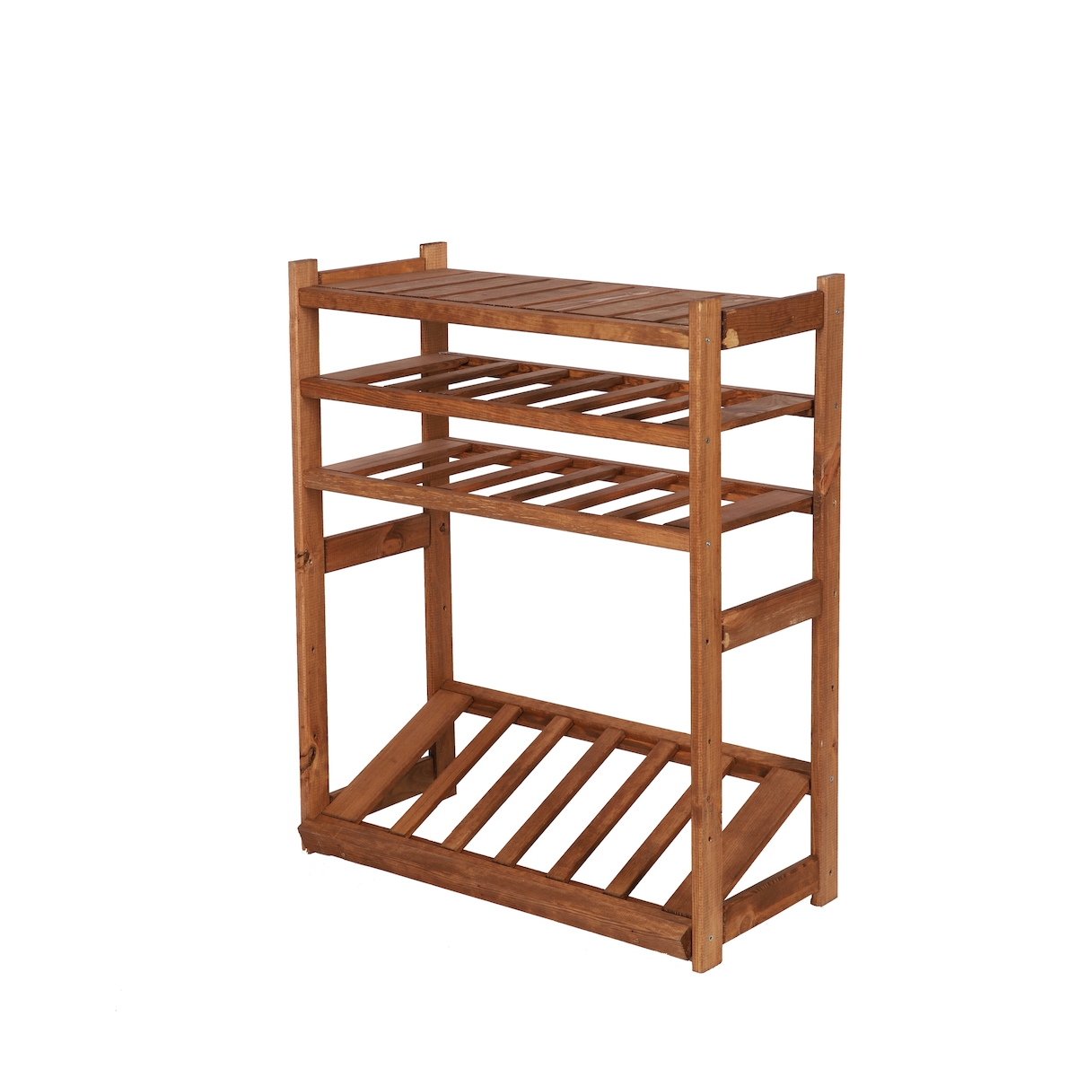 PROREGAL Getränkekisten- & Weinregal SPREEWALD HxBxT 86x70x33cm 12 Flaschen auf 2 Ebene + 1 Ebene für Kisten + Ablage Massives Kiefernholz Braun Image