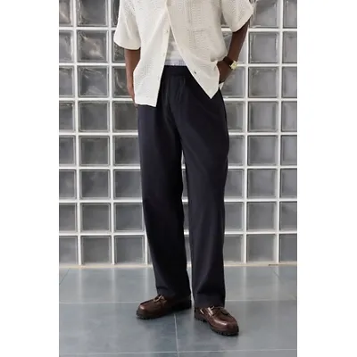 Loom Black Seersucker Trousers - Black 32W 32L at Urban Outfitters