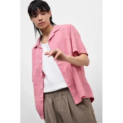 Loom Pink Seersucker Shirt - Red S at Urban Outfitters