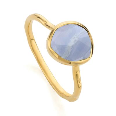 Gold Siren Gemstone Ring Blue Lace Agate
