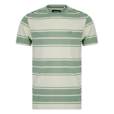 T-Shirts Whitecross Striped Cotton Jersey Crew Neck T-Shirt in Green Milieu - Kensington Eastside / S - Tokyo Laundry