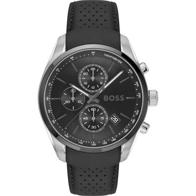 Quarzuhr BOSS "GRAND PRIX 44", schwarz, Armbanduhren, Herren, Quarzuhr, Armbanduhr, Herrenuhr, Lederarmband, analog, Tag Image