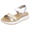 Riemchensandale REMONTE "Elisabeth Hurley-Collection", Damen, Gr. 45, gold (weiß, goldfarben), Leder, metallic, casual, Schuhe, Keilabsatz, Klettschuh, Sandalette mit Plateausohle
