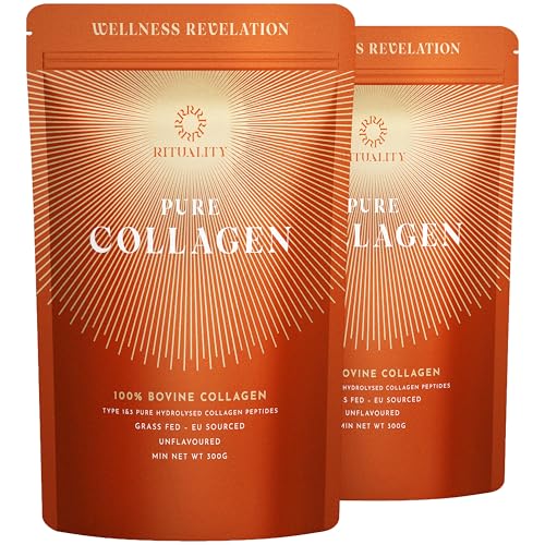 2 Packs of Pure Bovine Collagen Peptides Powder for Women and Men, Type 1& 3 Premium Hydrolysed Collagen Supplement, High Protein, Unflavoured, EU Sourced, Grass Fed