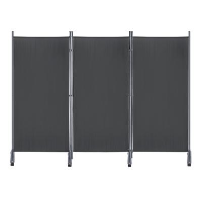 TEMU Elegant 3-panel Privacy Screen - Uv & Windproof, No-drill Installation With Wheels For Indoor/outdoor Use, Includes Ties & Nails Image