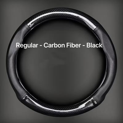 TEMU Breathable Pu Leather Steering Wheel Cover, Carbon Fiber Pattern, Slip-resistant , 4 Season Compatibility - Fits Various Models Image