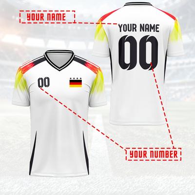 TEMU Customizable German Soccer Jersey - Men's V-neck, Personalized With Name & Number, Training & Casual Wear Image