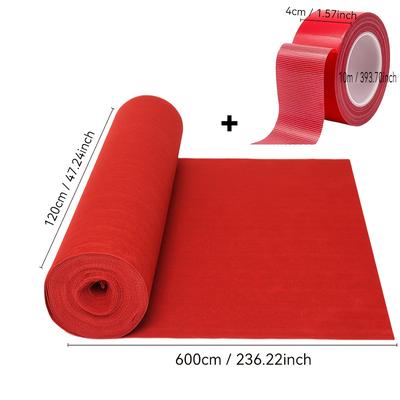 TEMU 47.24x354.33 Inch Elegant Red Carpet With Roll Of Tape - Polyester Fiber, Multiple Sizes , Weddings, Kitchens, Restaurants, Parties, Courtyards, And Corridors Image