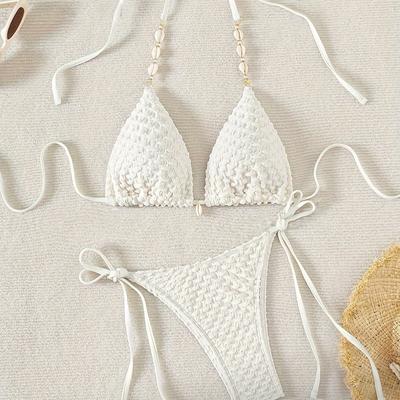 TEMU Special Fabric Shell Accessory Strap Bikini Swimsuit Set Image