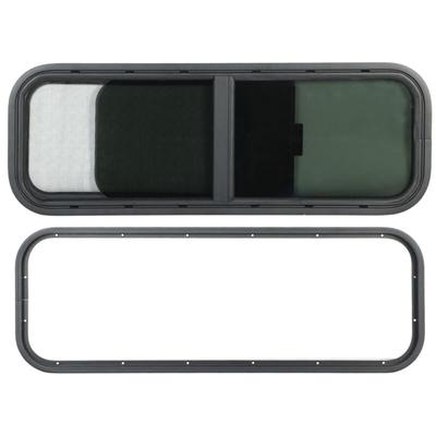 Eosnow 900 x 300 mm rundes Winkel-Schiebefenster für Wohnmobile, schwarzes gehärtetes Image