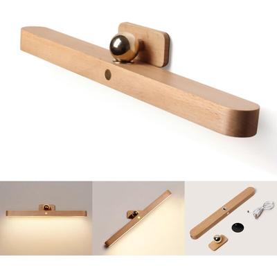 Fitags - LED-Badezimmerspiegelleuchte, 30 cm große Wandleuchte aus Holz mit magnetischem Design, Image
