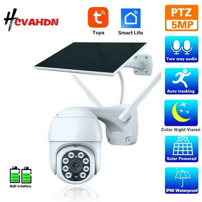 Tuya Smart Leben Solar Kamera WiFi Drahtlose PIR Körper Erkennung IP66 Low Power CCTV Smart Sicherheit 5MP Home Monitor Außen kamera