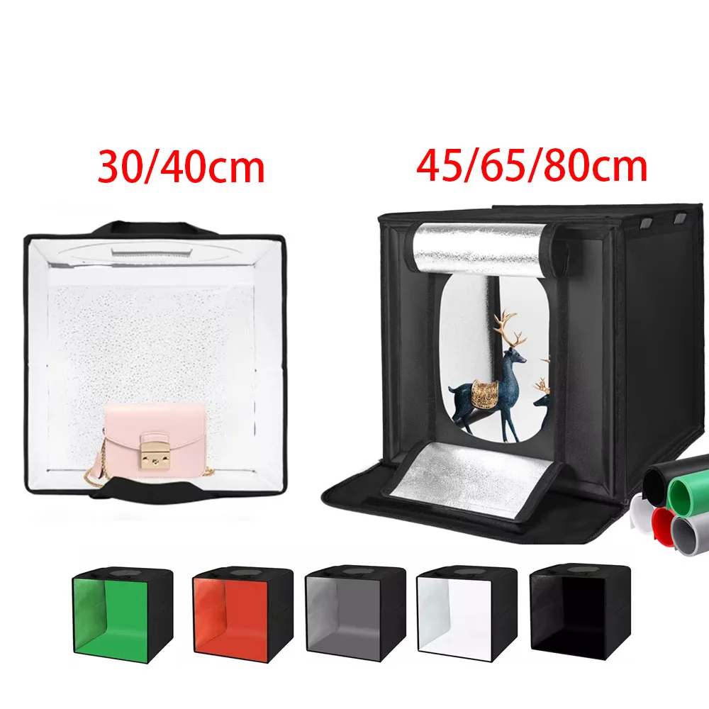 30/40/45 65 80 cm Fotografie Zelt Foto Licht Studio SoftBox Tragbare Faltbare Tisch Schießen Zelte Kit mit 5 Hintergrund Hintergrund Image
