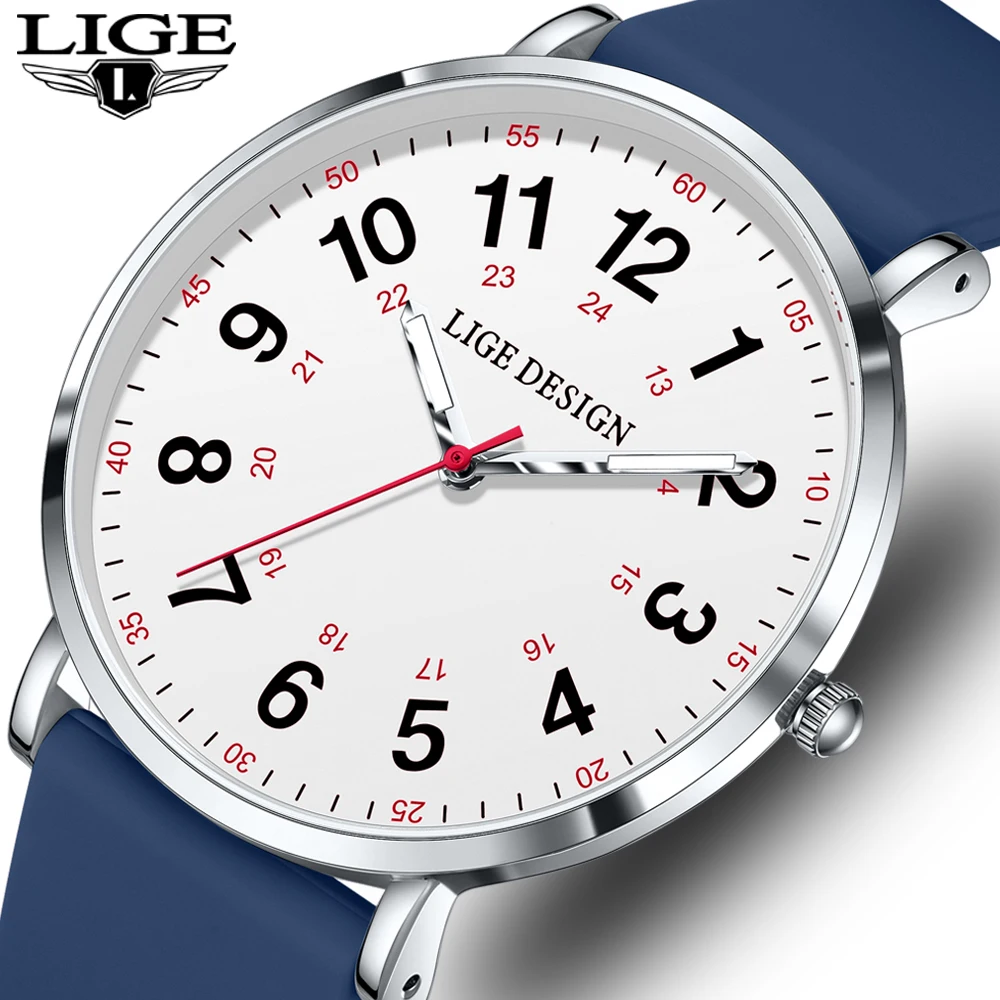 LIGE Einfache Vintage Klassische Mode Casual Frauen Uhr Für Männer Damen Silikon Gürtel Elegante Wilde Kreative Quarz Armbanduhr Männer Image