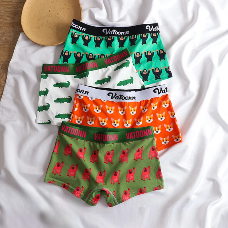 60S Baumwolle Frauen Höschen Cartoon Print Shorts Sport Boxer Atmungsaktive Gemütliche Sexy Unterwäsche Mid-Taille Boyshort Weibliche Mädchen hosen Image