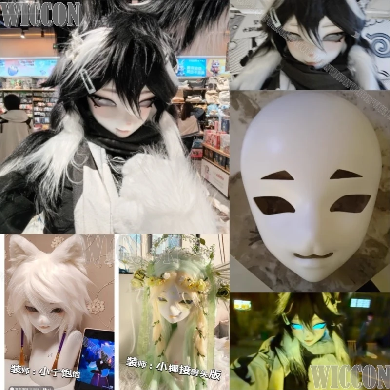 Kig Pelzige Schädel Maske Fursuit Kigurumi Cosplay 3D Druck Fuchs Maske Frauen Männer Furred Kostüm Outfit Halloween Roleplay Angepasst Image