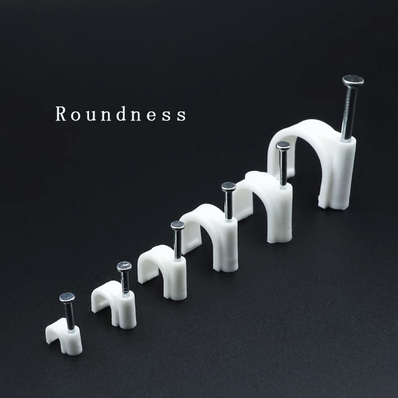 100 stücke Kabel Clips 4/6/8/10/12/14/16/20mm Kabel Draht Clips Nagel In Kabel Clips Kabel Reißzwecken Koaxial Nagel Klemmen Nägel Für Kabel Image