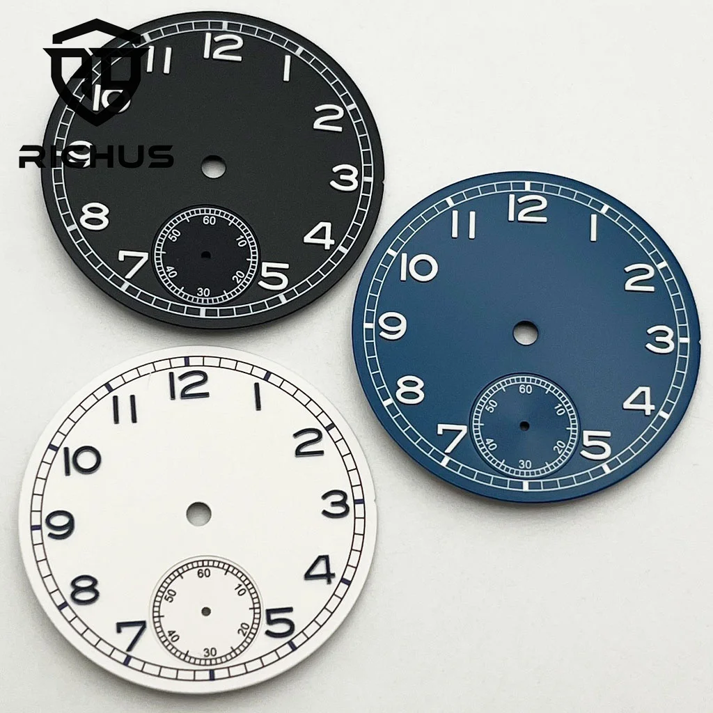 RICHUS 37mm sterile black/blue/white dial green dial fit ETA6498 ST3621 Movement Image