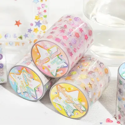 Mr Paper, 4 Stile glänzendes Stanzband für Haustiere, dekorative Kawaii-Briefpapieraufkleber, Image