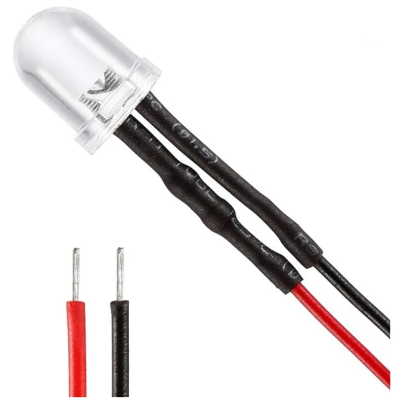 20PCS/50PCS 9V-12V 8mm LED Diode Kit Weiß Rot Grün Blau Gelb Warm weiß Vorverdrahtet Diffuse Licht Emittierende Anzeige
