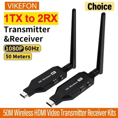 Neue 1080P 50m Wireless HDMI Extender 1 TX zu 2 Splitter Video Sender Empfänger für PS4 Kamera Image
