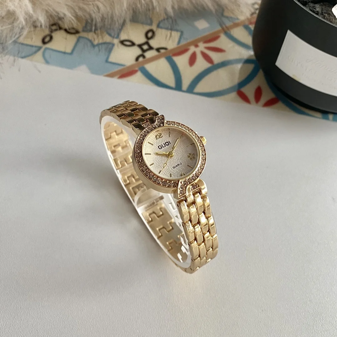 Uhren für Damen, kleine goldene Damenuhren, Damen-Armbanduhren, analoge, zierliche Kleideruhr, Geschenke für Damen Image