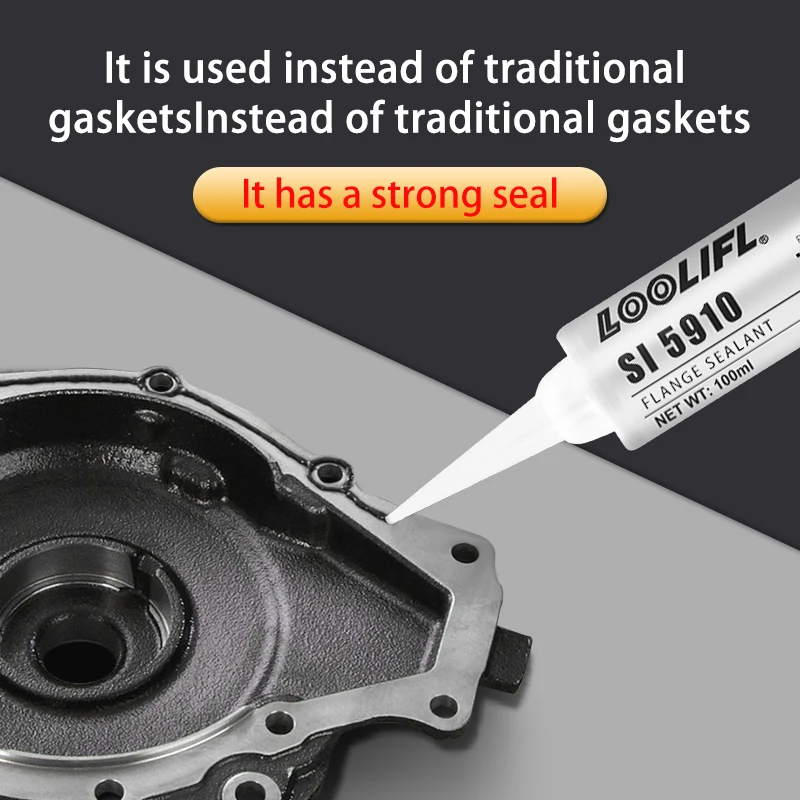5910-100 ml Flanschdichtmittel, Kfz-Wartung, hitzebeständiges Ölwannendichtmittel, schwarzes Silikonkautschuk. Image