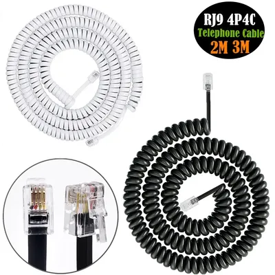 RJ9 4P4C Telephone Accessory Phone Cord Landline Uncoiled Coiled Landline Telephone Handset Cord