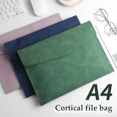 1pcs Leather A4 File Bag Waterproof Wear-resistant Ultra-large Capacity Folder Business Office