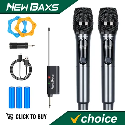 Wireless Microphone 2 Channel 1200mAh Battery UHF Microphone Handheld Dynamic Karaoke Mic For Party
