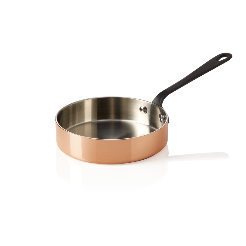 WAS Germany Mini Servierpfanne MINI COPPER 3PLY mit schwarzem Griff, Ø 12 cm, 250 ml, Kupfer/Aluminium Image