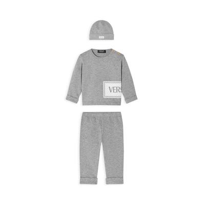 Versace Unisex 3 Piece Gift Set, Hat, Melange Sweatshirt, Melange Sweatpants - Baby - Grey Melange