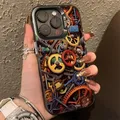 Custodia in TPU con motivo meccanico Cool Graffiti per Xiaomi Mi 14 13 12 13T 14T Pro 11 Lite 5G NE Poco F6 X5 X6 M6 Pro Cover posteriore rigida