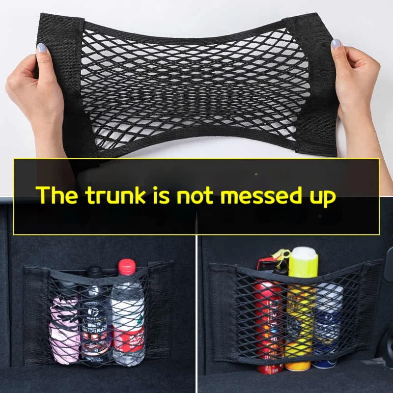 1 Borsa portaoggetti per bagagliaio per auto in rete per auto Borsa portaoggetti per bagagli Borsa per rete portaoggetti per auto in velcro doppio elasticizzato Rete portaoggetti in rete