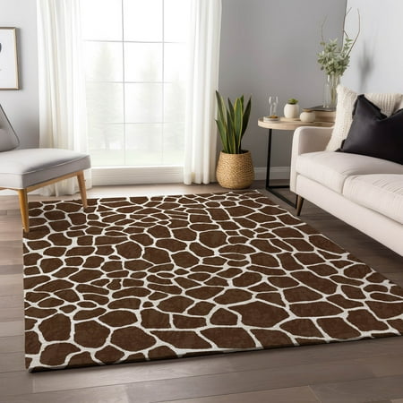 Addison Rugs Mayfield Washable Animal Skin Pattern Giraffe Coffee Rectangle Rug 5 x 7 6