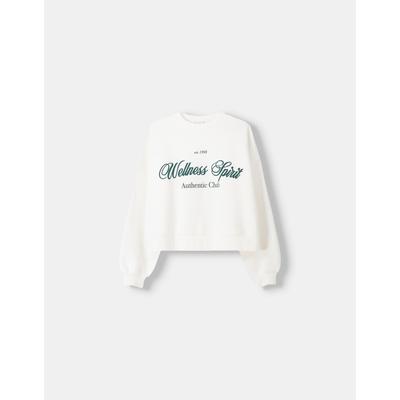 Bershka Printed Sweatshirt Women M Cream