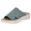 Pantolette RIEKER, Damen, Gr. 42, grün (jadegrün), Textil, meliert, casual, Schuhe, Sommerschuh, Hausschuh, Schlappen, Strandschuh mit Fußbett