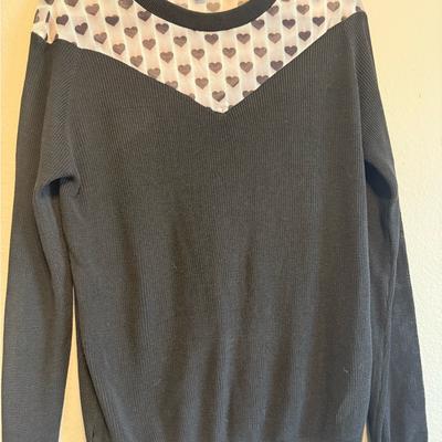 Lularoe Tops | Black And White Sweater With Heart Pattern | Color: Black/White | Size: M