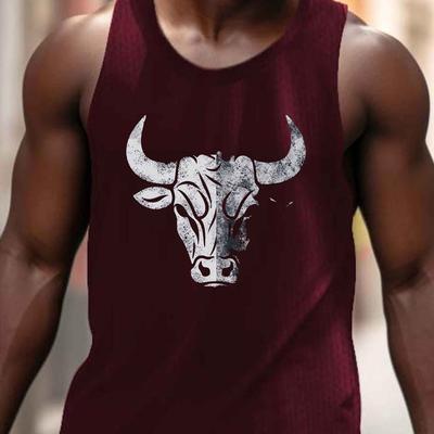 TEMU Men's Athletic Tank Top - Breathable Sleeveless Shirt With Print, Black Polyester For Casual & Sporty Wear, Athletic Apparel | Casual Sporty Style | Breathable Polyester, Gym Shirts Image