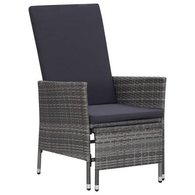 TEMU Garden Lounger With Cushions Poly Rattan Gray, Pe Rattan With Adjustable Backrest And Built-in Footrest Image
